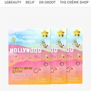 The Crème Shop ONCH Hollywood Superstar Glow Printed Sheet Mask ~ 3 pcs